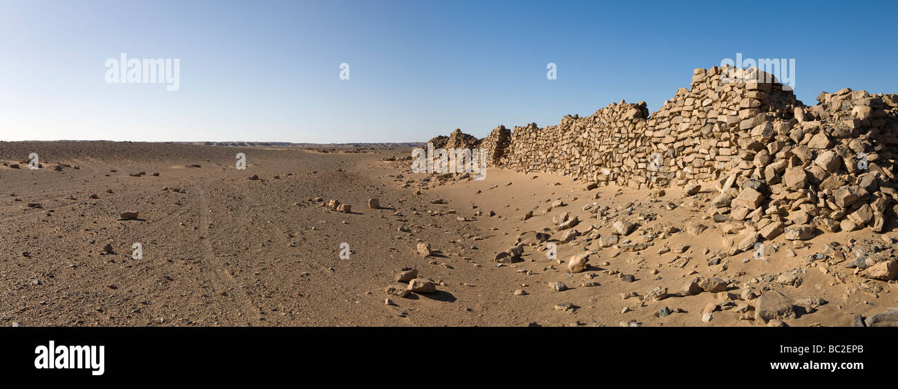 Panoramic shot of ancient walls at Daydamus Roman Fort in the Eastern Desert of Egypt , North Africa Stock Photo