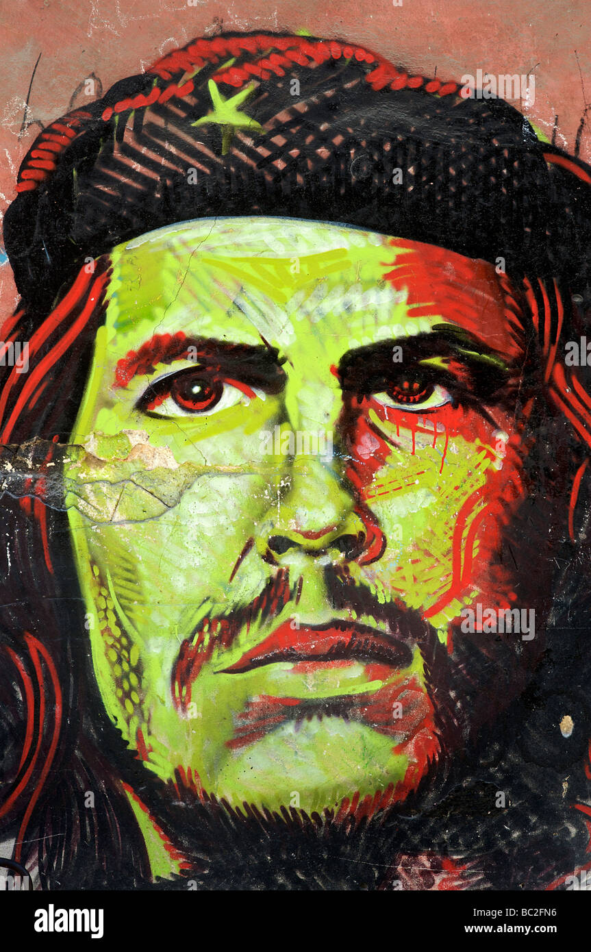 Wall painting of the iconic revolutionary Che Guevara, Havana, Cuba