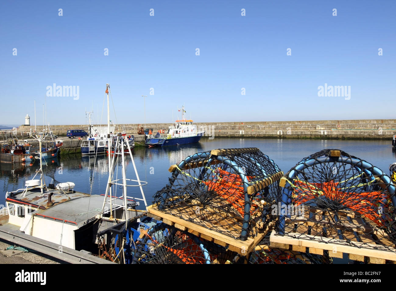 The harbour of the fishing town of Buckie, Aberdeenshire, Scotland, UK Stock Photo