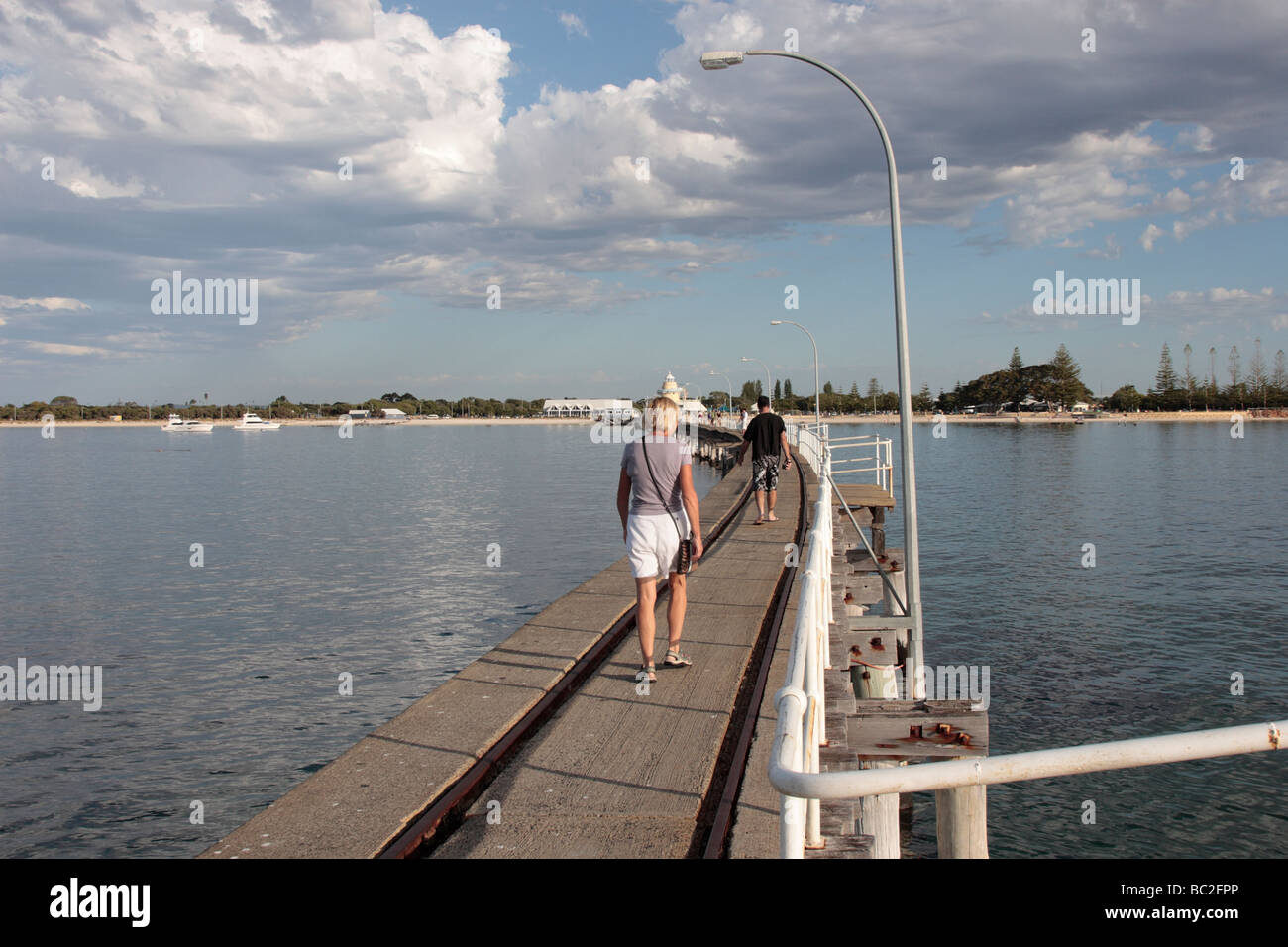 Walking along Busselton jetty Western Australia Stock Photo Alamy