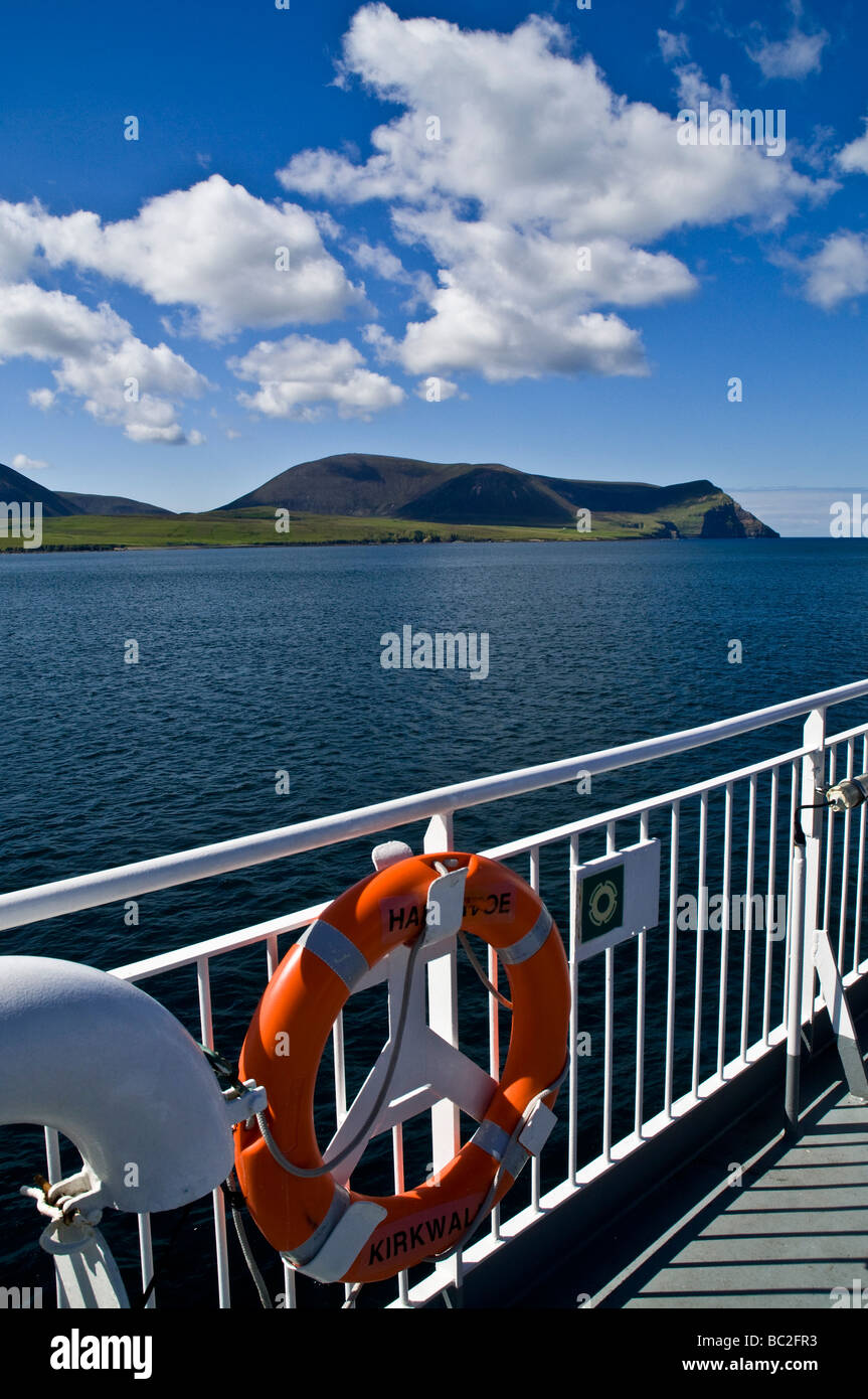 dh Kame of Hoy HOY SOUND ORKNEY Lifebelt on MV Hamnavoe ferryboat journey trip travel sea scotland Stock Photo