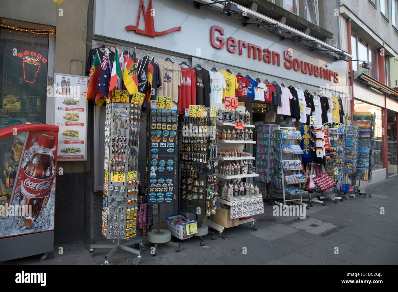 German Souvenir Shop Front Selling Tourist Memorabilia Cologne germany Stock Photo