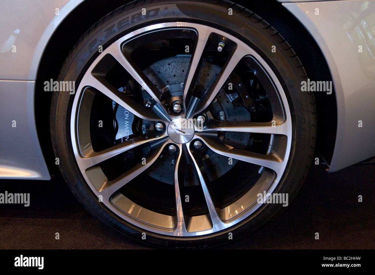 Aston Martin Alloy Wheel at Motorexpo London Stock Photo