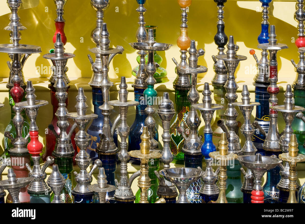Sheesha pipes for sale in souk, Southern Egypt, North Africa Stock Photo