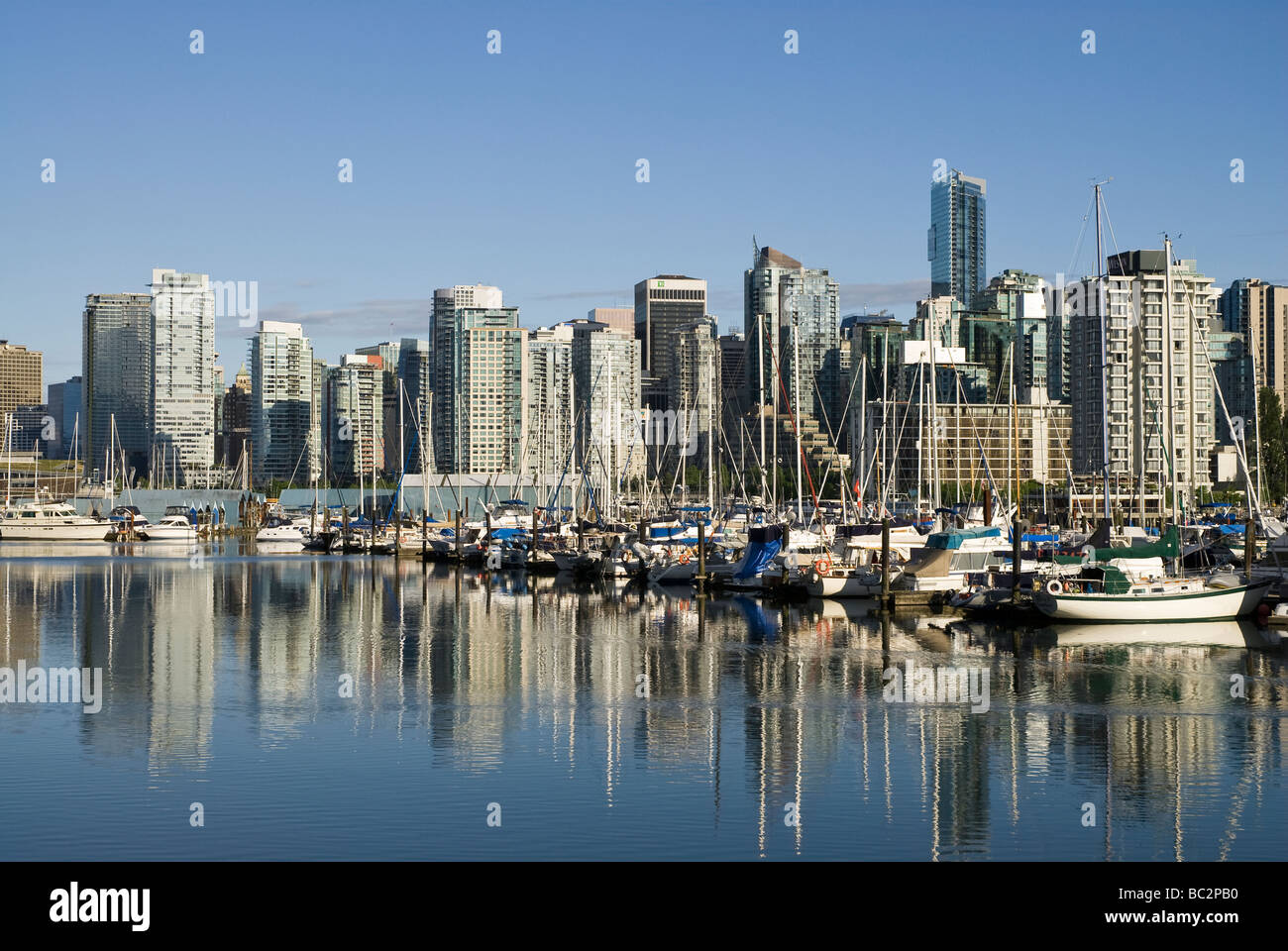 Vancouver Skyline as seen from Stanley Park across Coal Harbour Stock ...