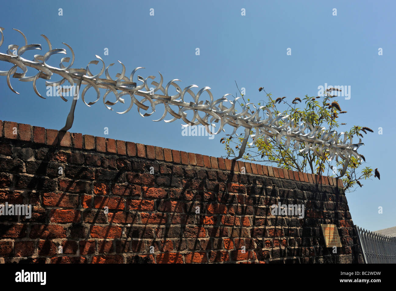 Metal security fencing. Croft Street, Preston, Lancashire, England, United Kingdom, Europe Stock