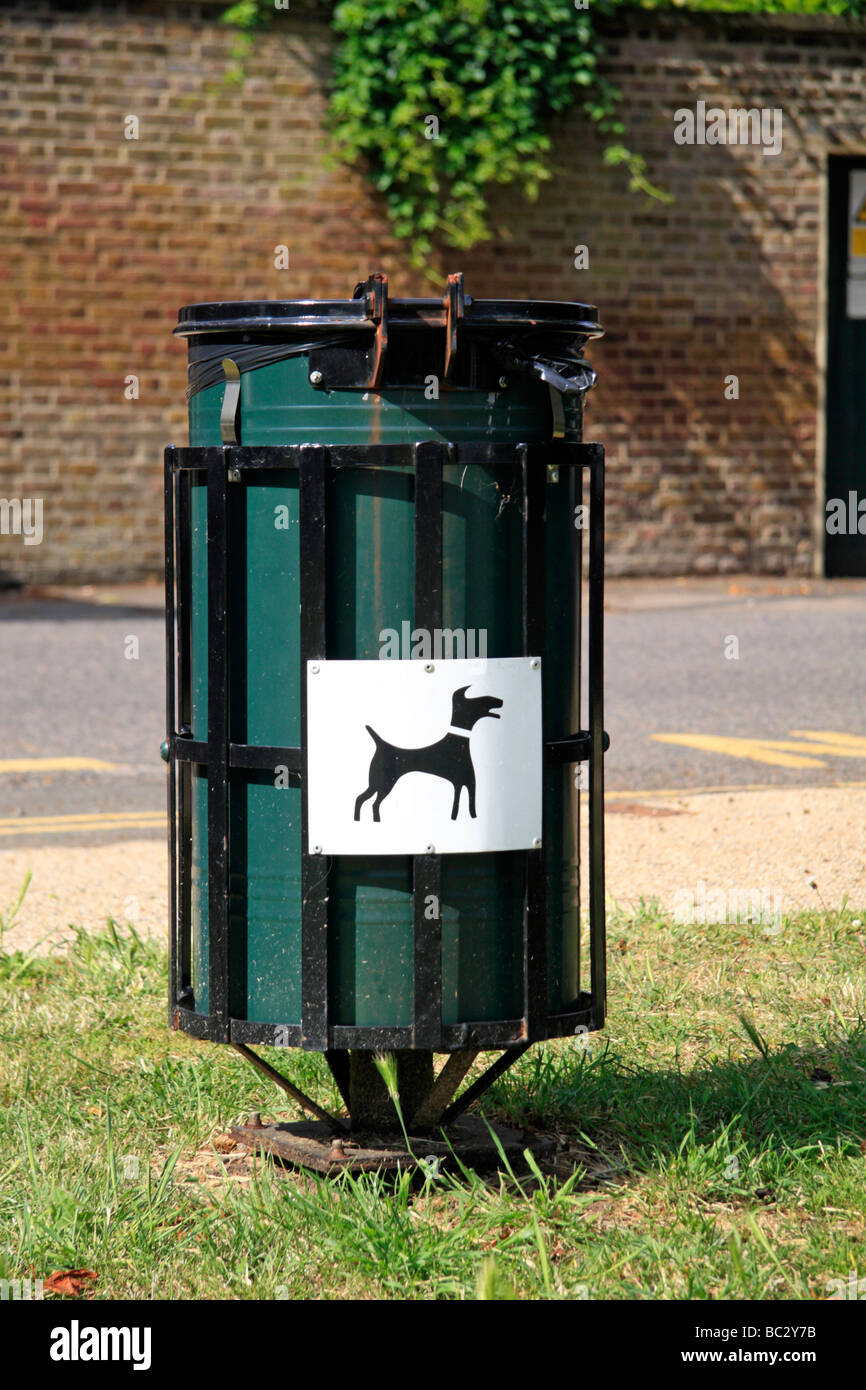 A dog poo bin on Kew Green, close to the Royal Botanic Gardens, Kew