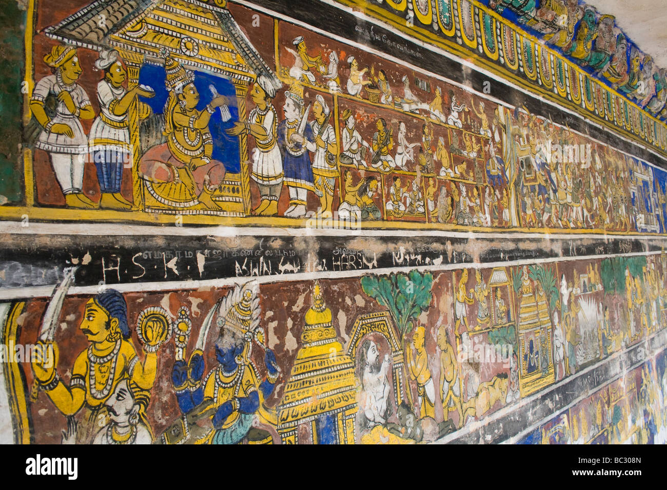 MURAL PAINTINGS IN THE TANJORE BIG TEMPLE, TAMILNADU Stock Photo Alamy