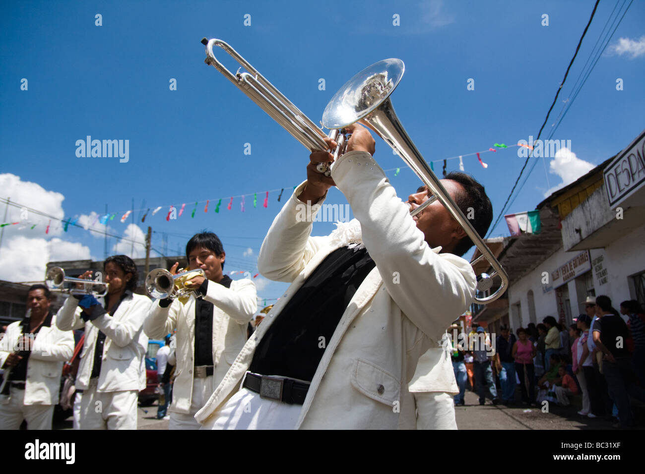 Parade during the International Guitar Festival in Paracho, Michoacan, Mexico. Stock Photo