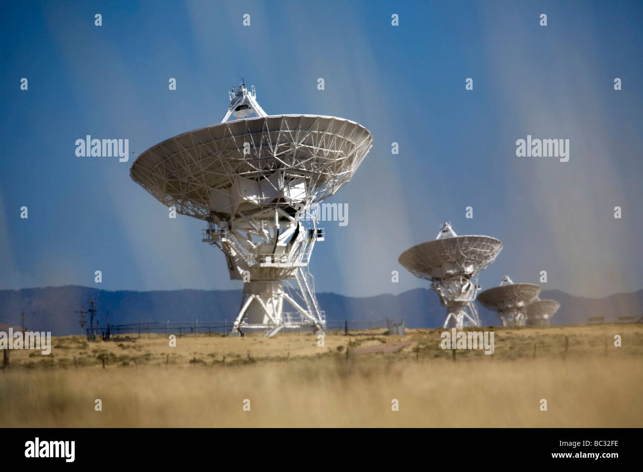 Dish antennas at the Very Large Array. Stock Photo