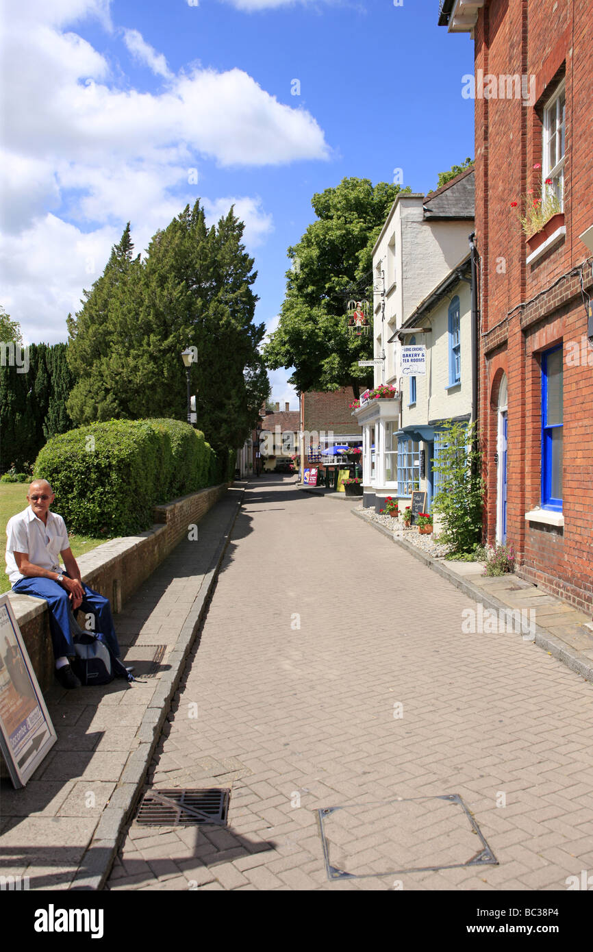 Shops along the historic walk by the Minster at Wimborne Dorset Stock