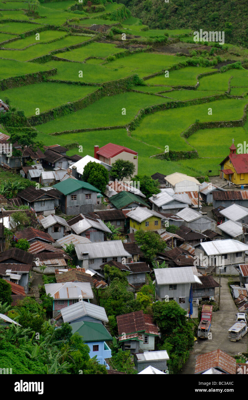 Bayyo Village and Rice Terraces, Near Bontoc, Mountain Province, North Luzon, Philippines Stock Photo