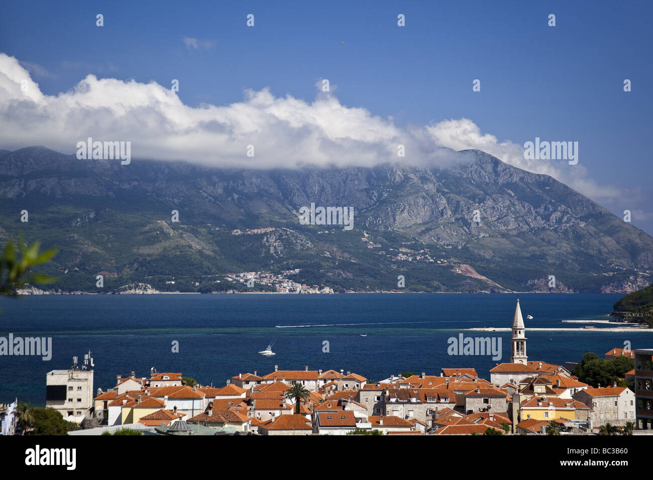 Photo of the town Budva at the Adriatic sea Stock Photo