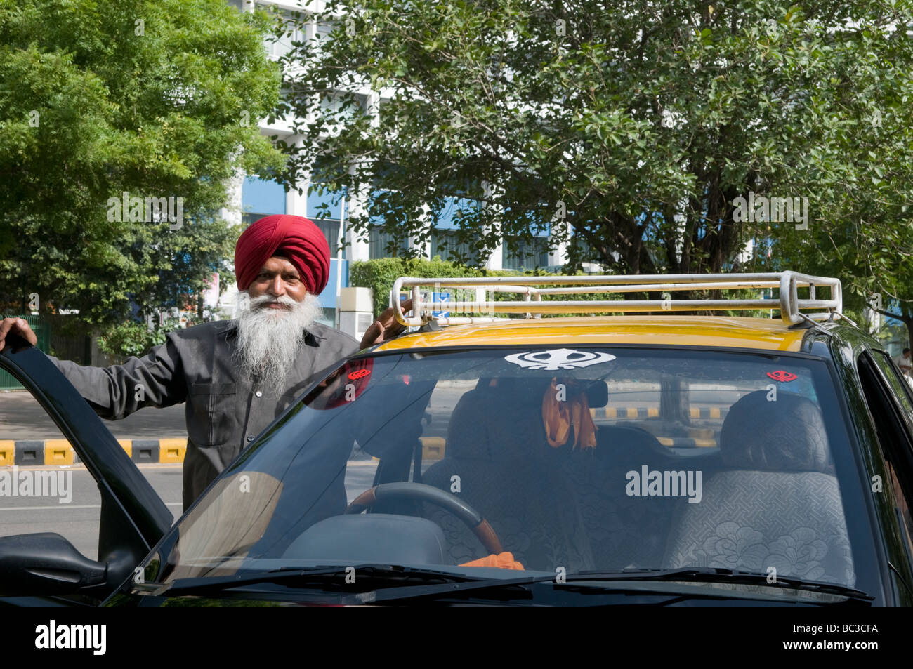 A taxi driver in New Dehli India Stock Photo