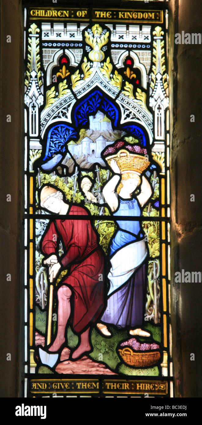 St Giles Church Chesterton Warwickshire illustrating Saint Matthew Chapter 20 Verse 8 Stock Photo