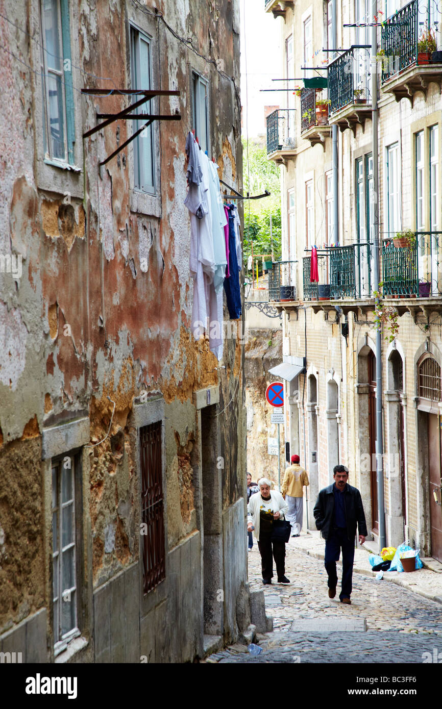streets scene, old town Lisbon, Lisboa, Portugal Stock Photo Alamy