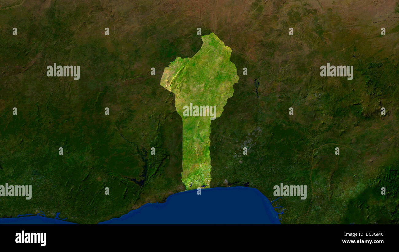 satellite image of benin with surrounding countries darkened Stock ...