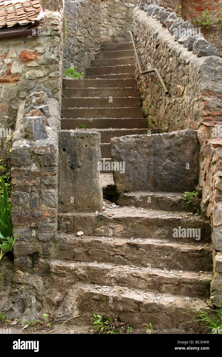 Old steps with a sytle to stop large animal Stock Photo - Alamy