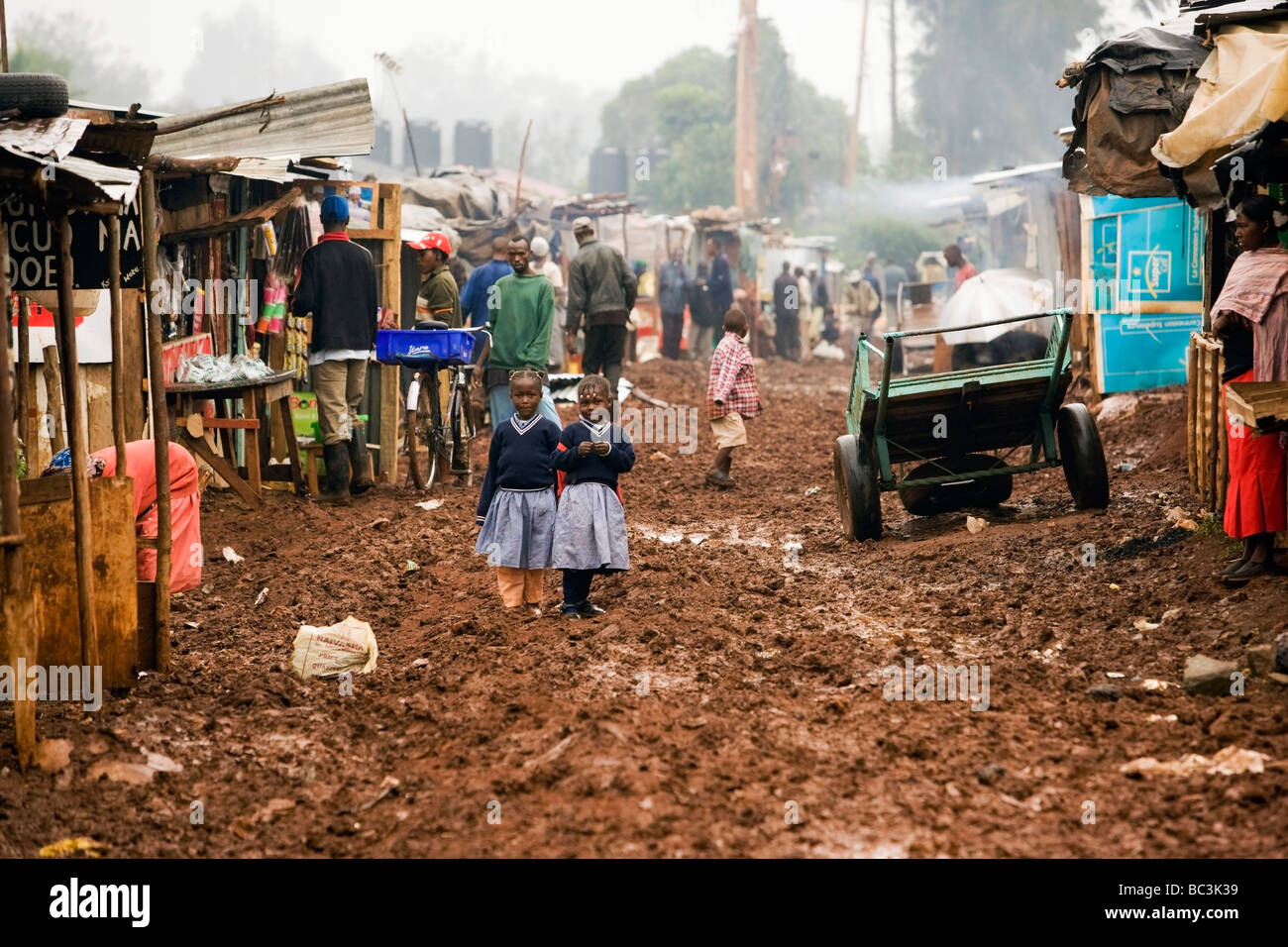 Street Scene - Deep Sea Slum - Nairobi, Kenya Stock Photo