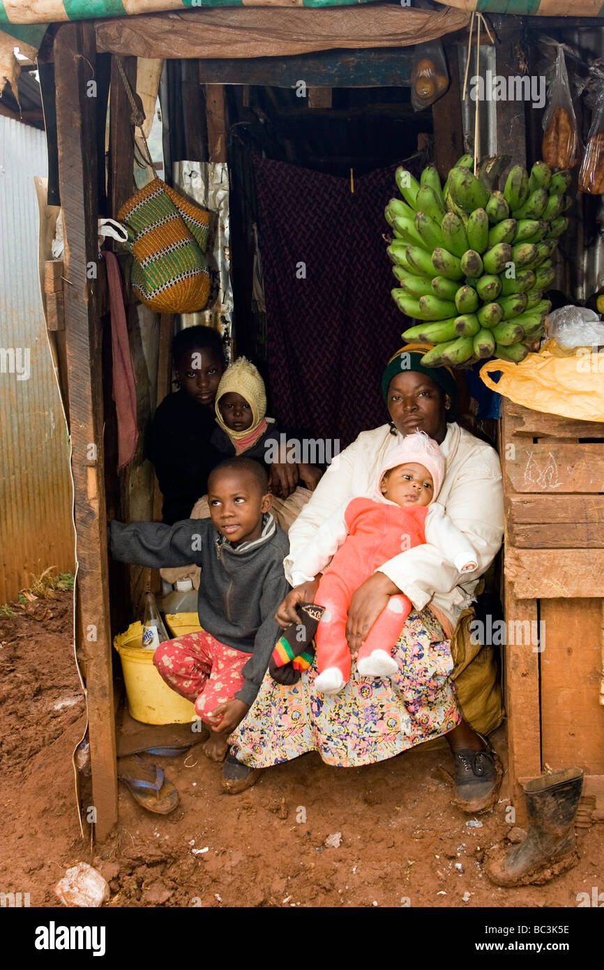 Family portrait - Deep Sea Slum - Nairobi, Kenya Stock Photo