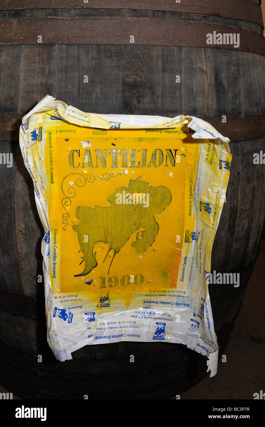 Stencil to put Cantillon brewery logo and name onto wooden cask Stock ...