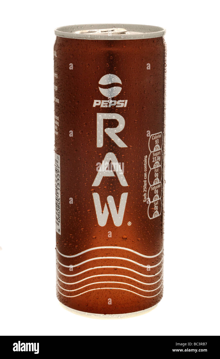 Can of Pepsi Raw Cola Drink with Natural Plant Extracts Stock Photo