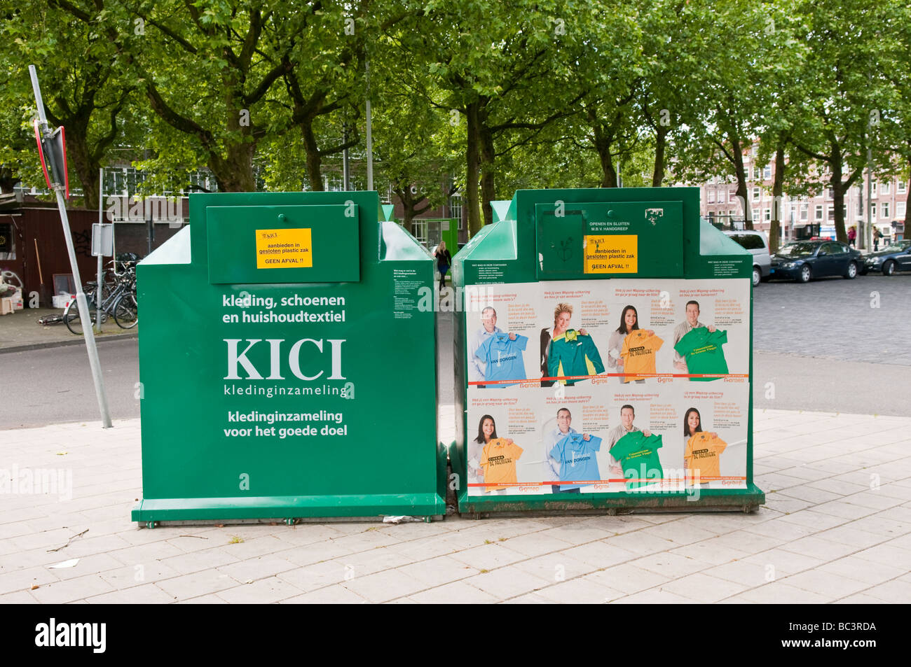 Recycle bins in Amsterdam Stock Photo