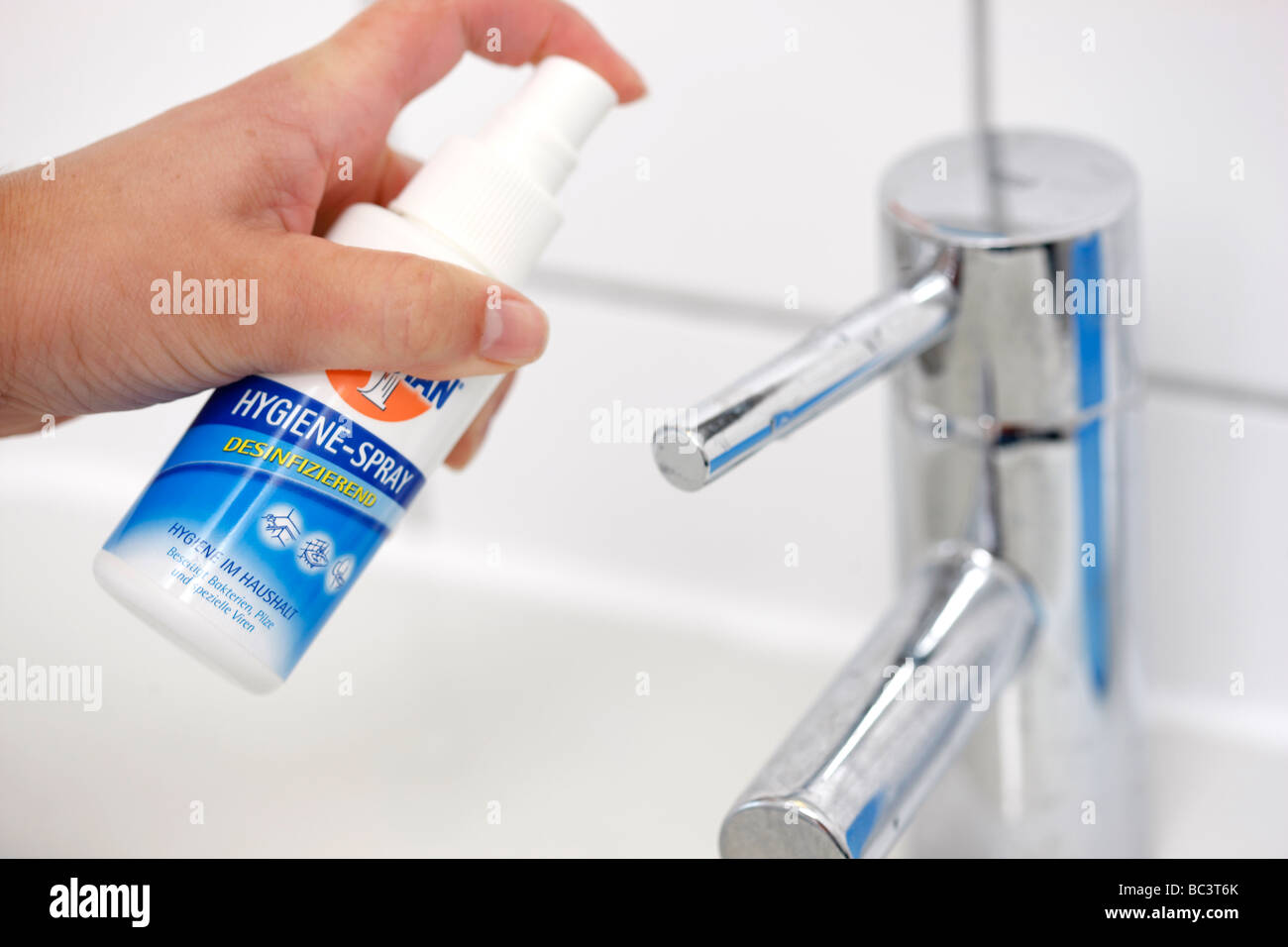 Bathroom disinfection Stock Photo