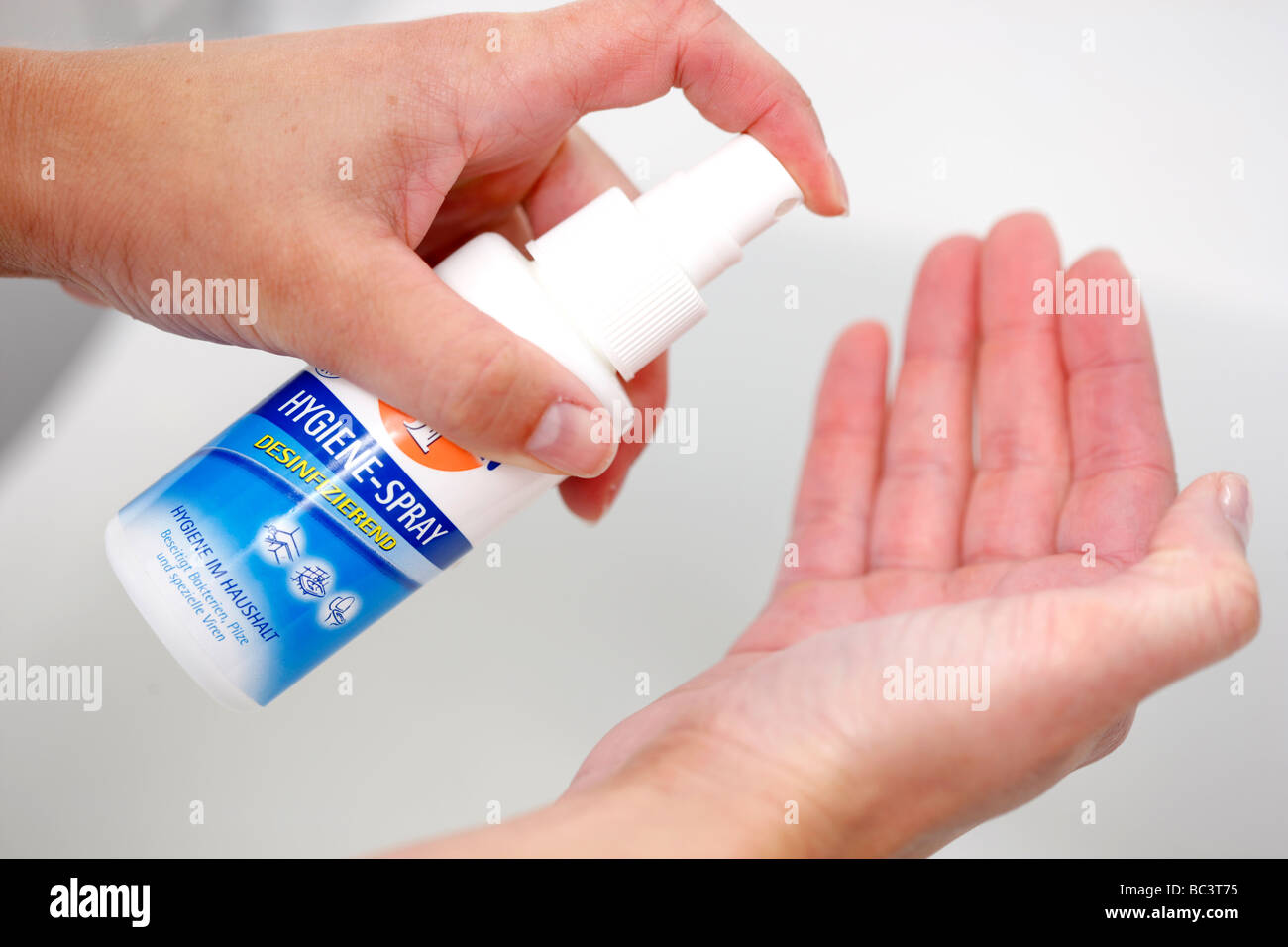 Hand disinfection Stock Photo