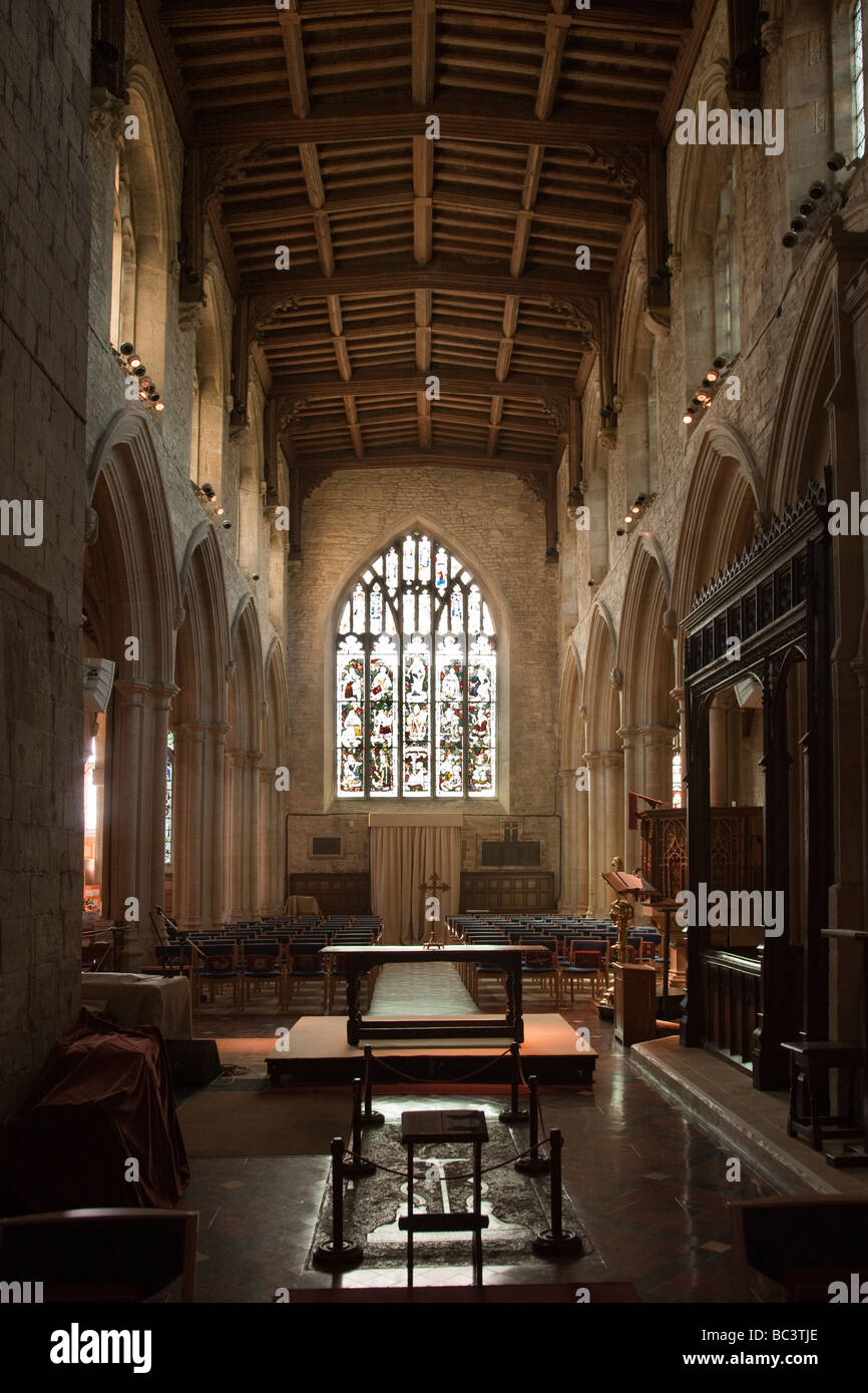 The interior St John the Babtist Parish Church Burford Oxfordshire in the Cotswolds Stock Photo