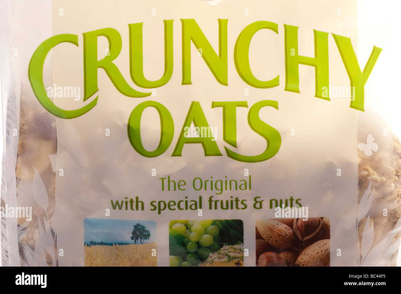 "Close up" of "Jordans Crunchy Oats" muesli in a polythene bag Stock Photo Alamy