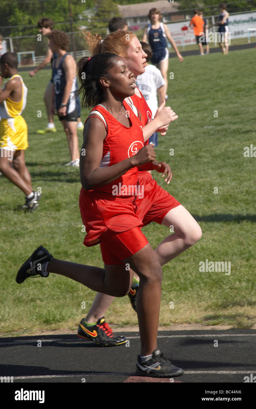 teen in high school track meet in Lake Shore Md Stock Photo Alamy