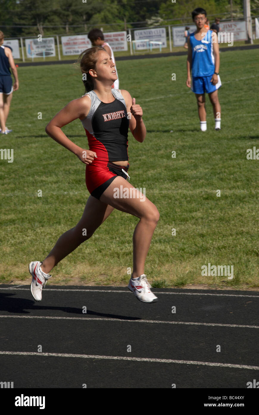 teen in high school track meet in Lake Shore Md Stock Photo Alamy
