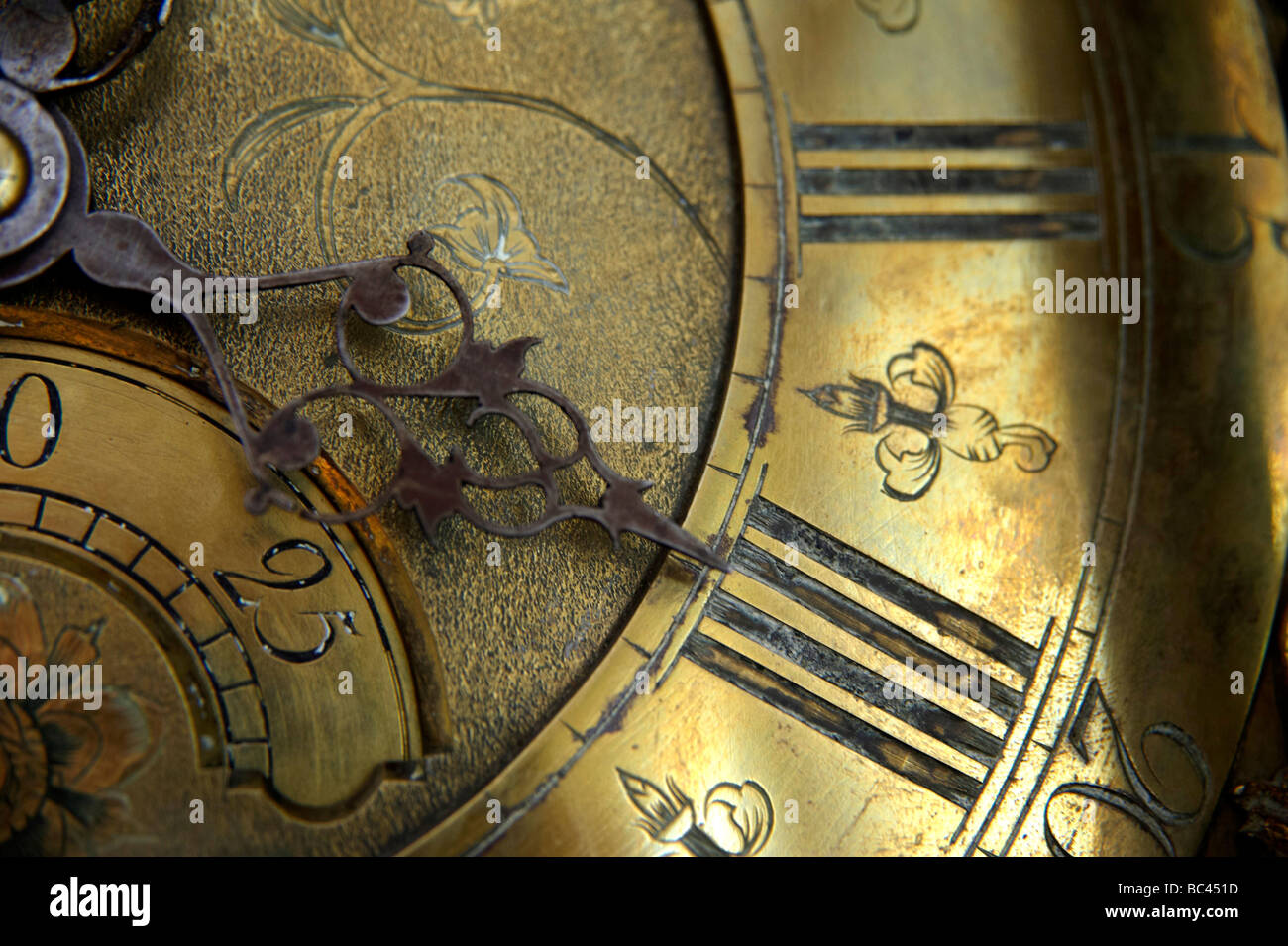 Antique Grandfather Clock face, UK Stock Photo Alamy