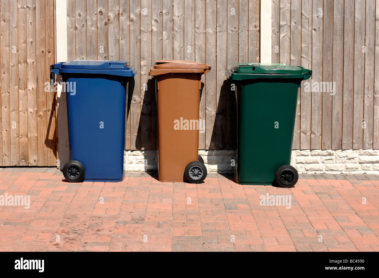 Three wheelie bins Stock Photo