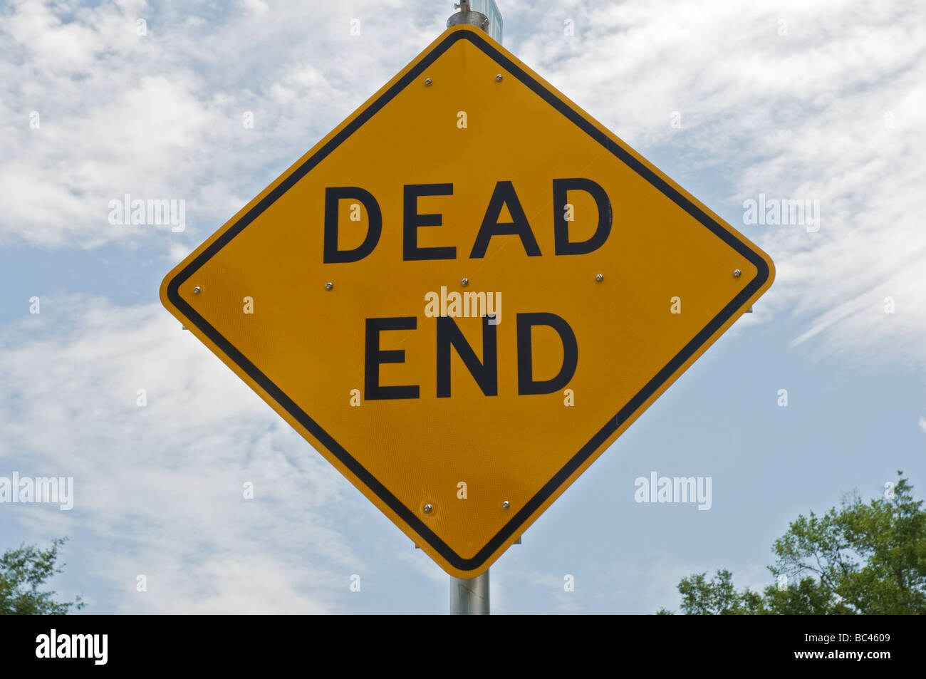 Dead end street warning sign, Florida. Stock Photo