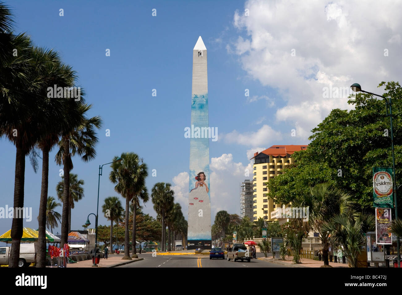 Dominican Republic - Santo Domingo - The malecon - Obelisk Stock Photo