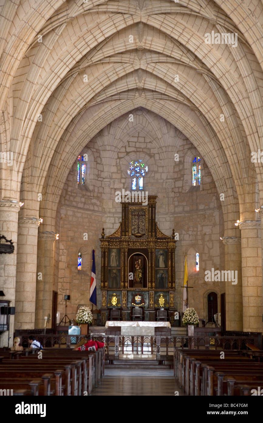 Dominican Republic - Santo Domingo - Colonial Zone - Columbus Park - Cathedral of Santa Maria la Menor Stock Photo