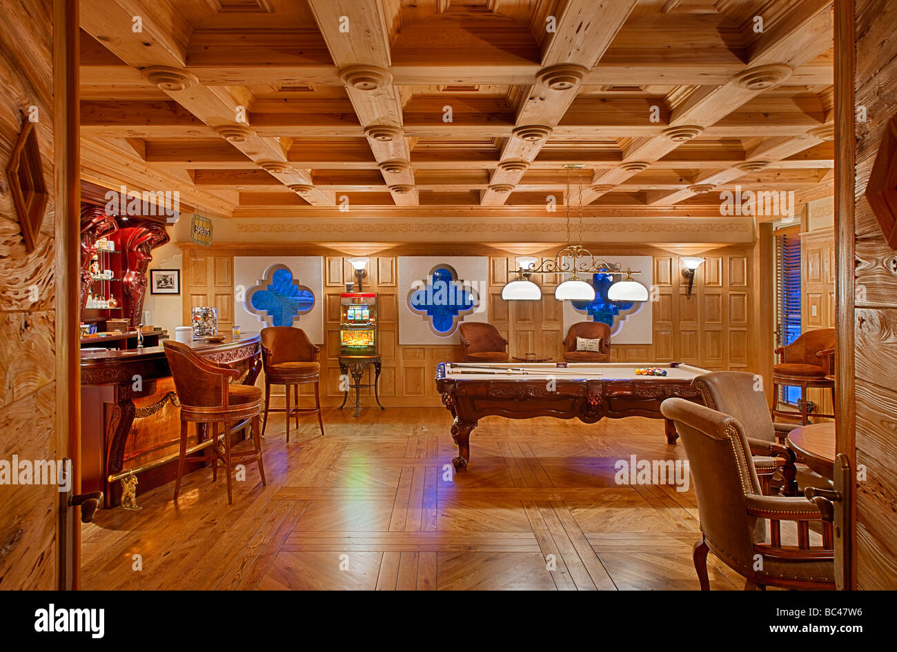 A game room at a luxury residence in Boca Raton, Florida, USA Stock Photo