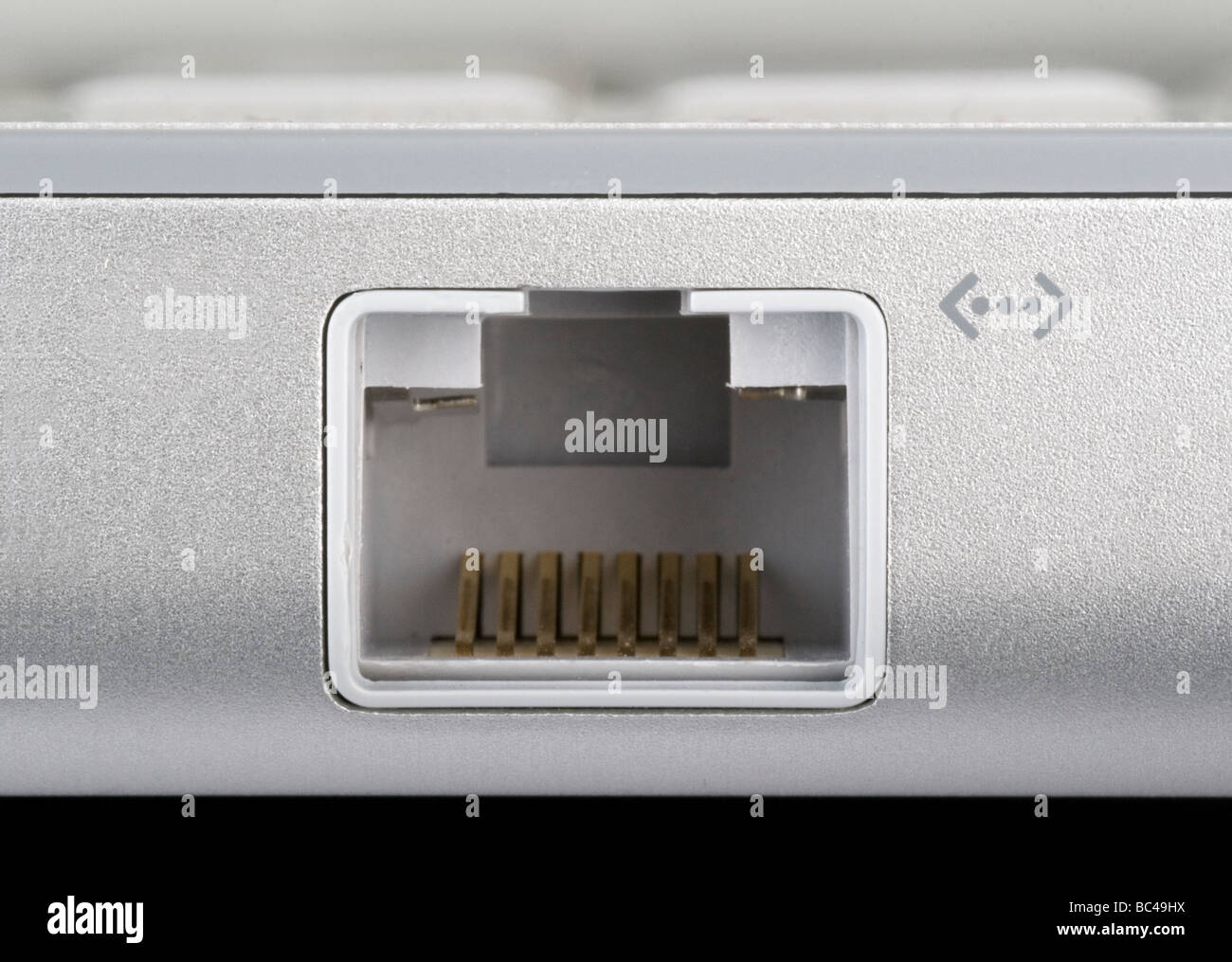 Close-up of an Ethernet port on a laptop computer Stock Photo - Alamy