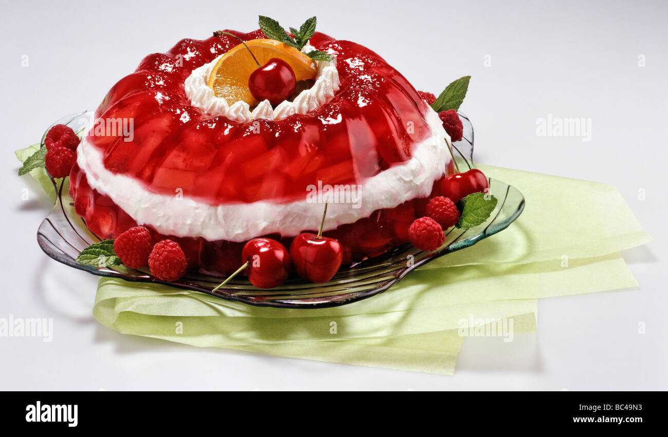Bright layered gelatin dessert Stock Photo Alamy