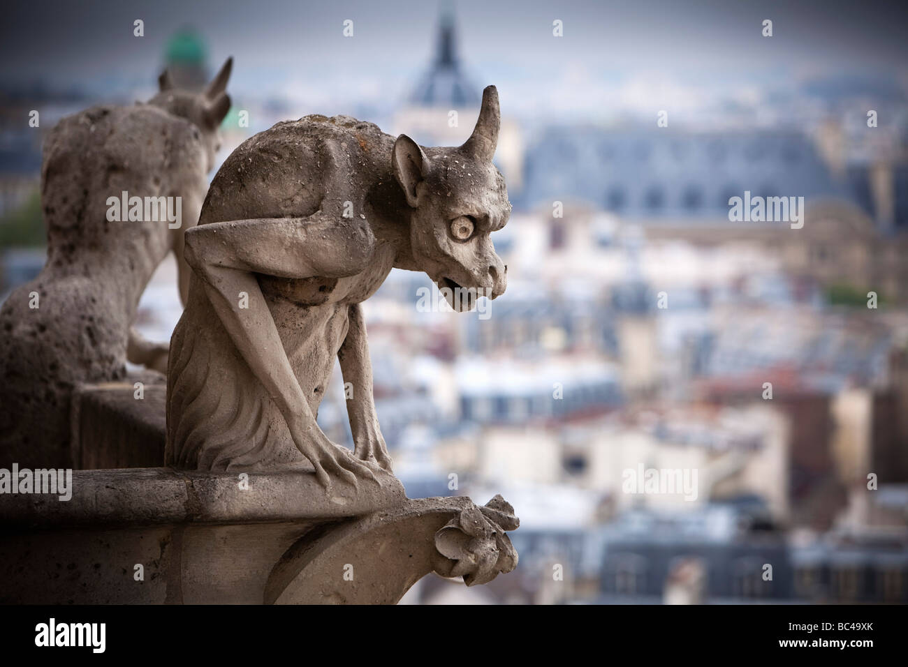 Gargoyle Notre Dame Roof Top. Stock Photo