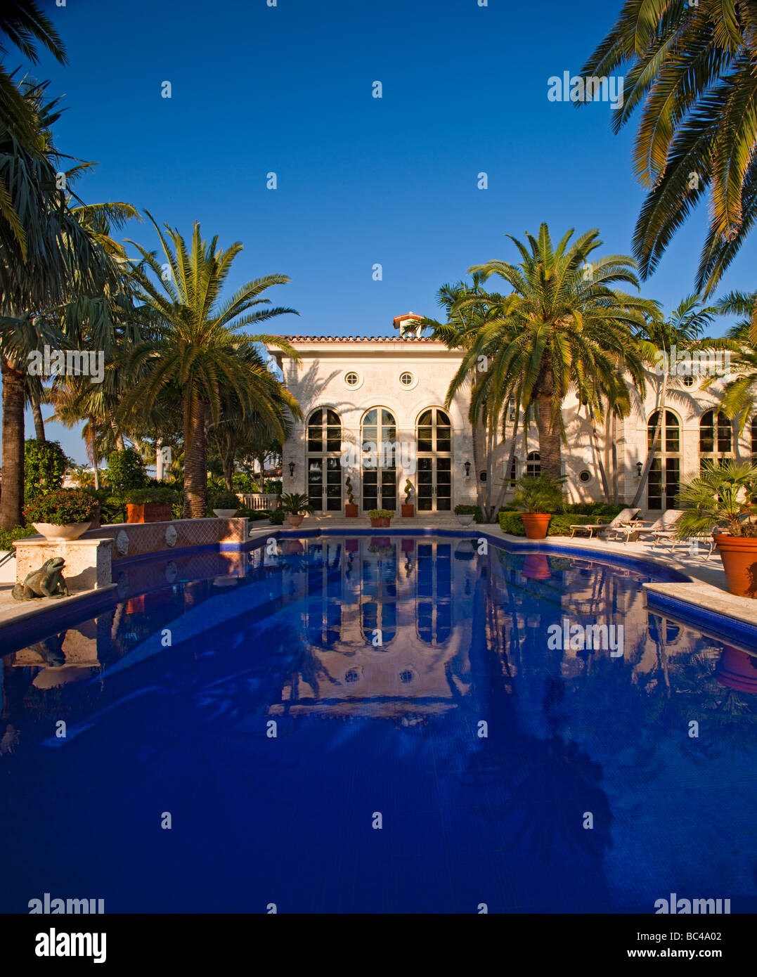 A luxurious pool at a mansion in Boca Raton, Florida Stock Photo