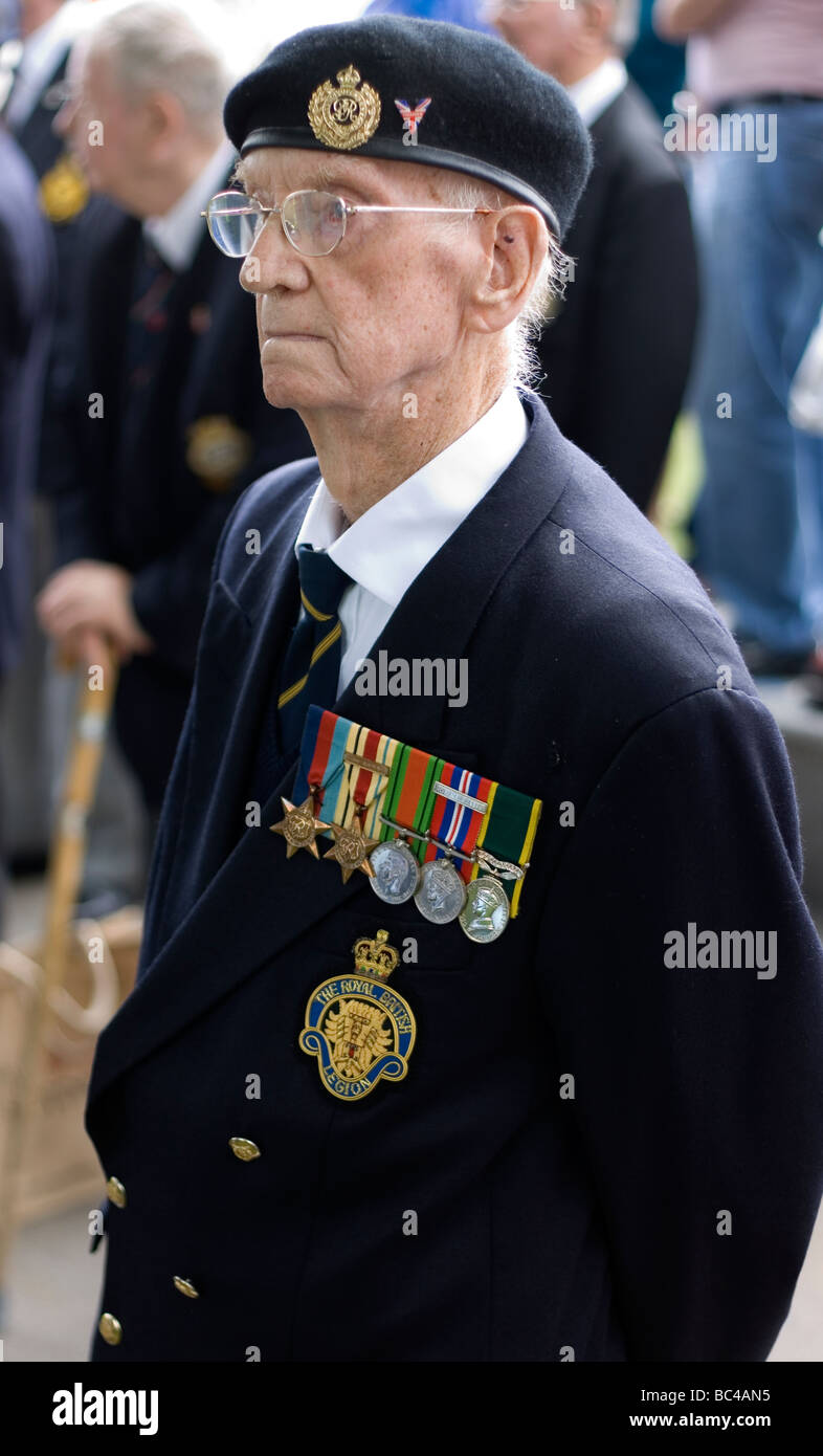 A war veteran parades on Armed Forces Day in London. Stock Photo