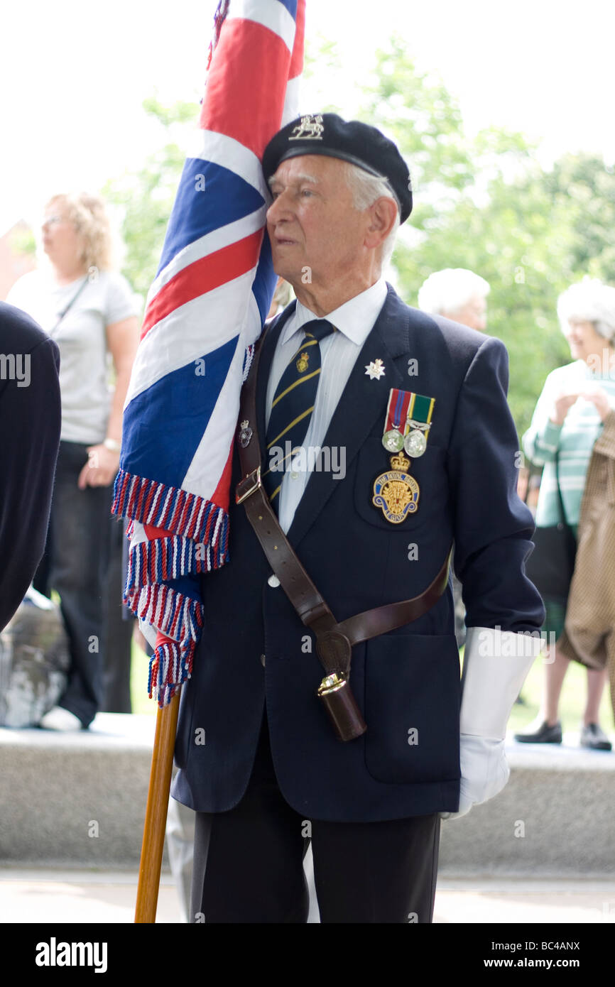 A war veteran parades on Armed Forces Day in London. Stock Photo