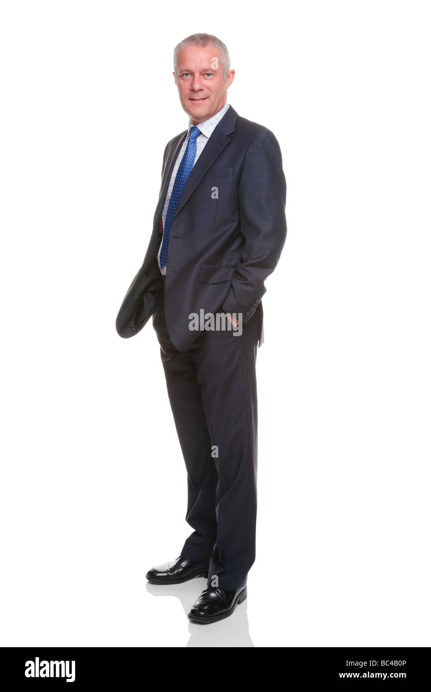 Businessman in suit with his hands in his pockets isolated on a white background Stock Photo