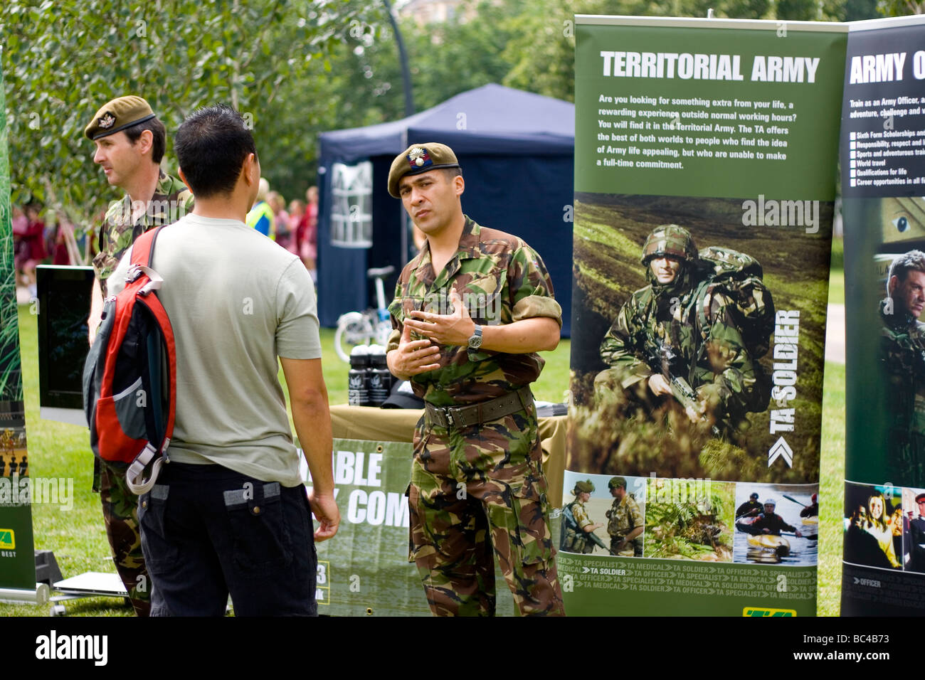 Territorial Army recruitment on Armed Forces Day in London. Stock Photo