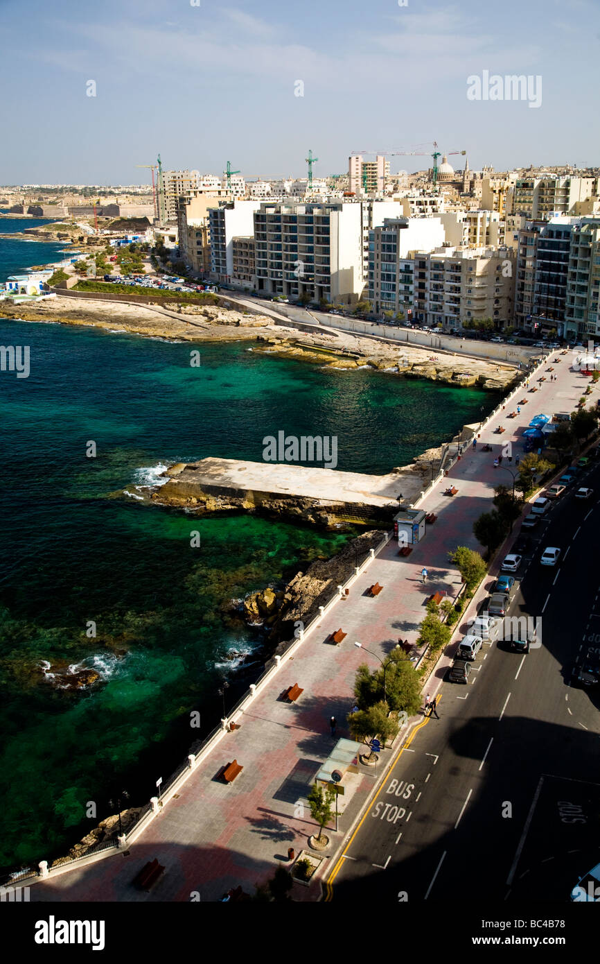 The coastline at Sliema in Malta, EU. Stock Photo