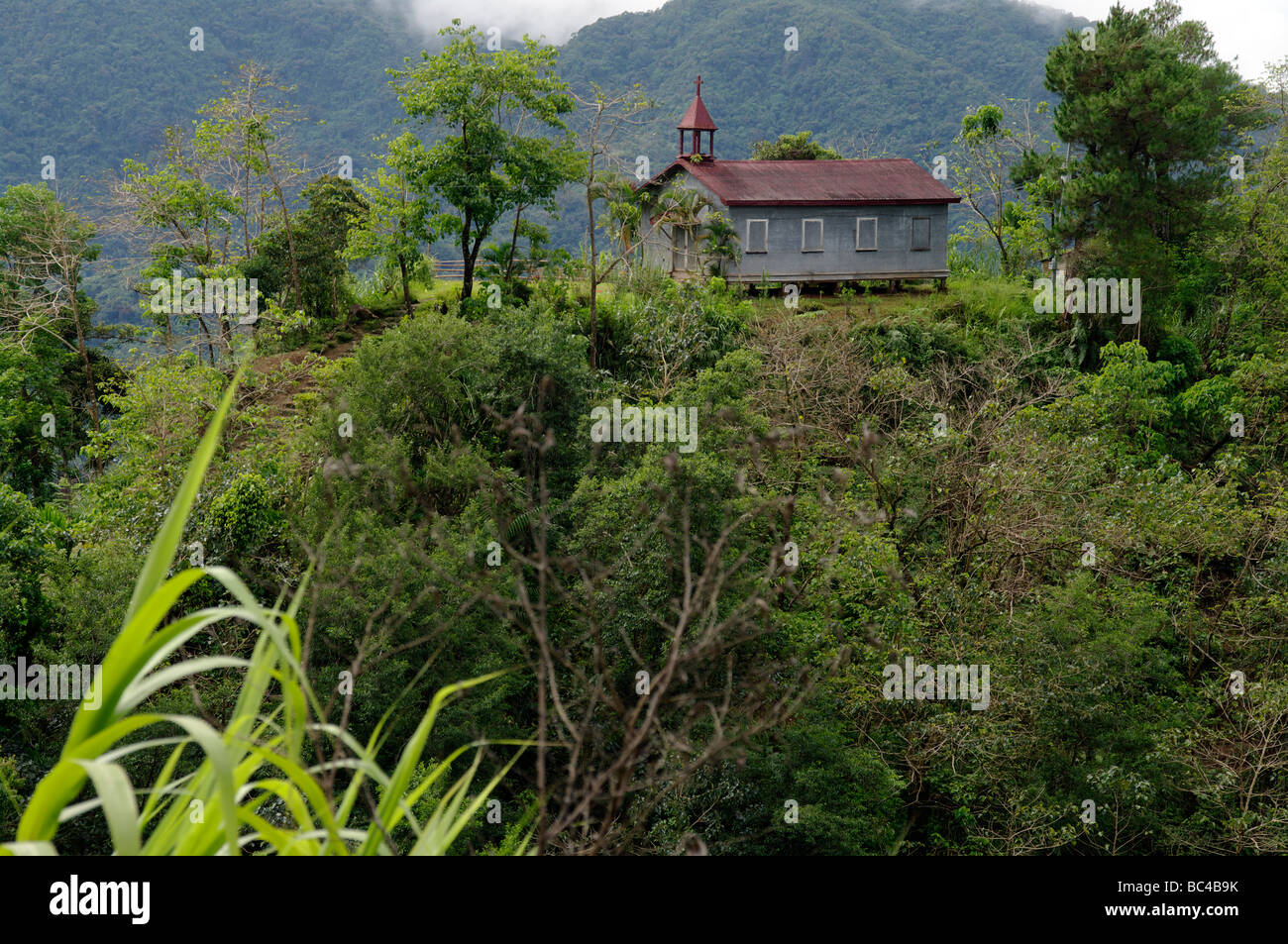 Church on a hilltop near Banaue, Ifugao, North Luzon, Philippines Stock Photo