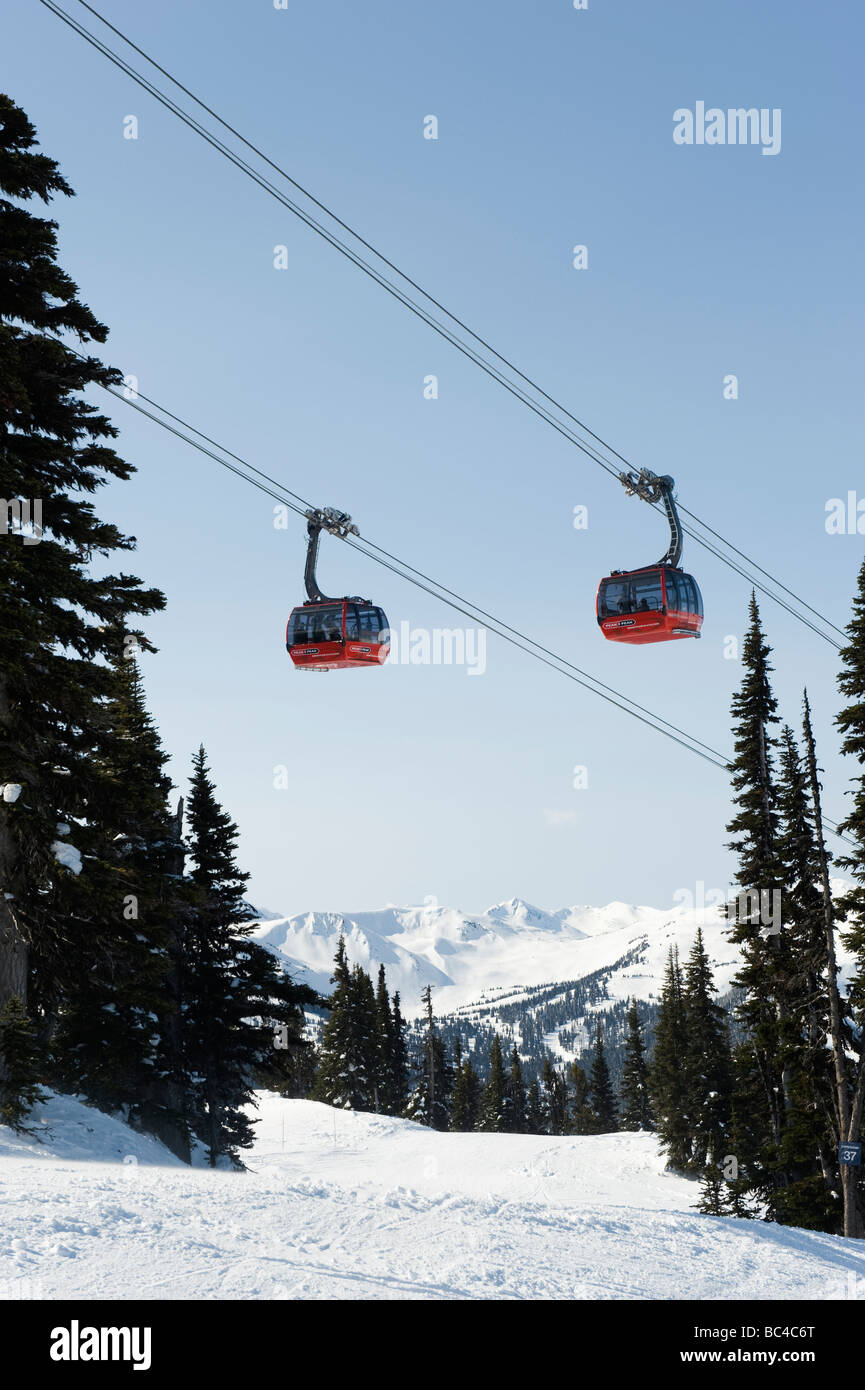BC Whistler snow resort cable car mountain peak Stock Photo - Alamy